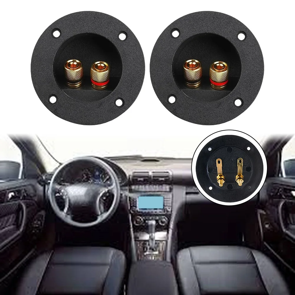 Round Double Binding Post Terminal Board for Car Audio Speaker Wiring Supports 4mm Banana for spade Terminal and for bare Wire