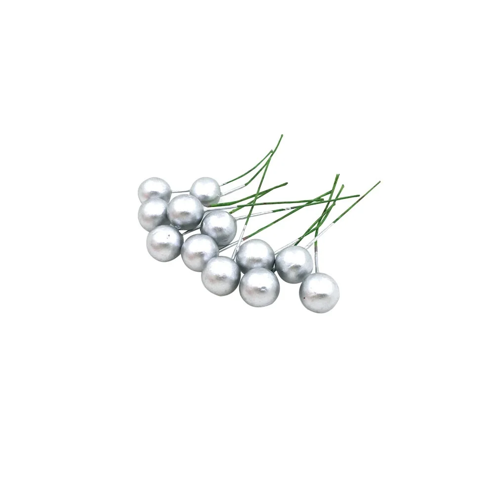 

48pcs Cherry Artificial Lifelike Fruit Pendant Silver Fake Berries for Home Kitchen Christmas Party Store Display