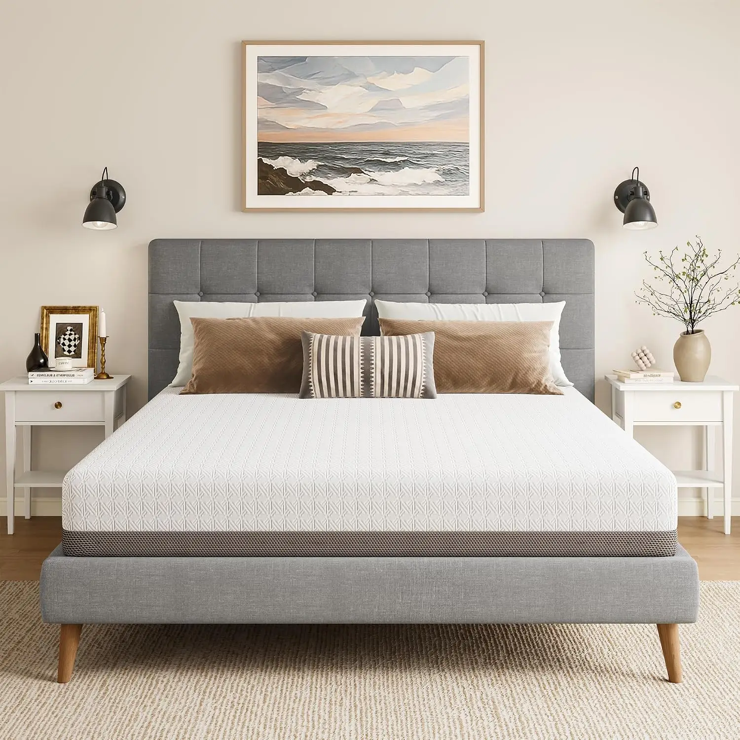 King Mattress, 12 Inch Gel Memory Foam Mattress for Cool Night & Pressure Relief, Medium Plush Feel with Motion, Custom