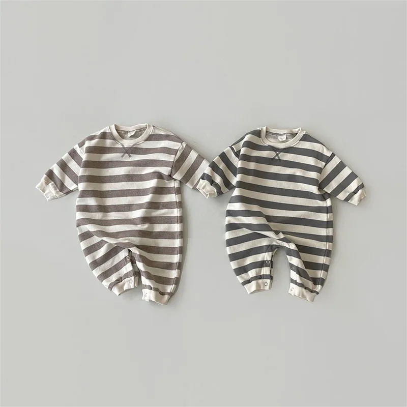 2024 New Baby Long Sleeve Striped Romper Cotton Newborn Casual Jumpsuit Cotton Comfortable Toddler Infant Boy Girl Clothes