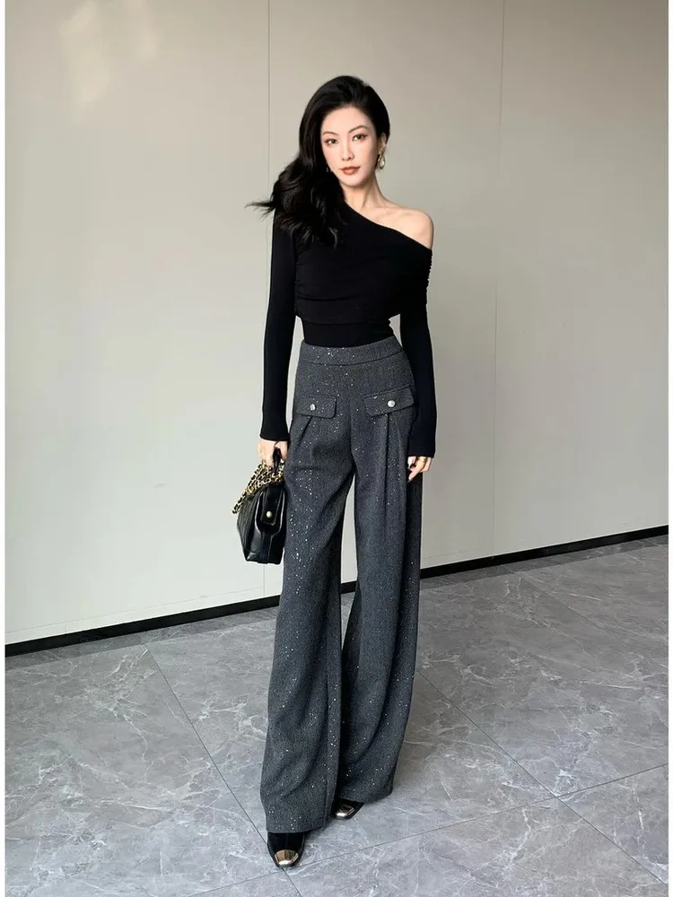 

Ограниченная серия: Женские модные повседневные брюки прямого кроя с высокой талией, струящиеся, однотонные, в пол, для офиса и на каждый день