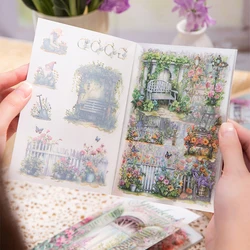 4 Styles 20Sheets Secret Garden Series Scrapbooking Stickers Book Perfect for Collage Journaling Craft Diy Supplies