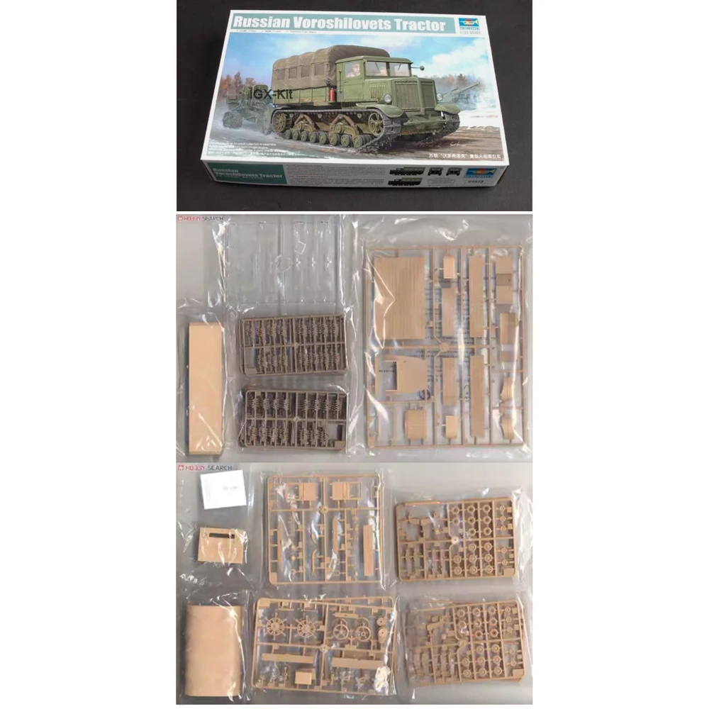 

Trumpeter 01573 1/35 Российский тяжелый артиллерийский трактор Ворошиловец, военная игрушка для детей, подарок, пластиковый сборный конструктор, модель для сборки