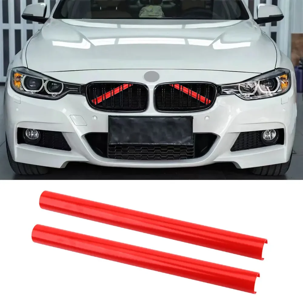 2Pcs Front Grille Trim Strips Cover Frame Stickers For BMW F10 E60 F30 F32 F20 F22 F06 F02 F25 F26 G20 1 2 3 4 5 6 7 Series