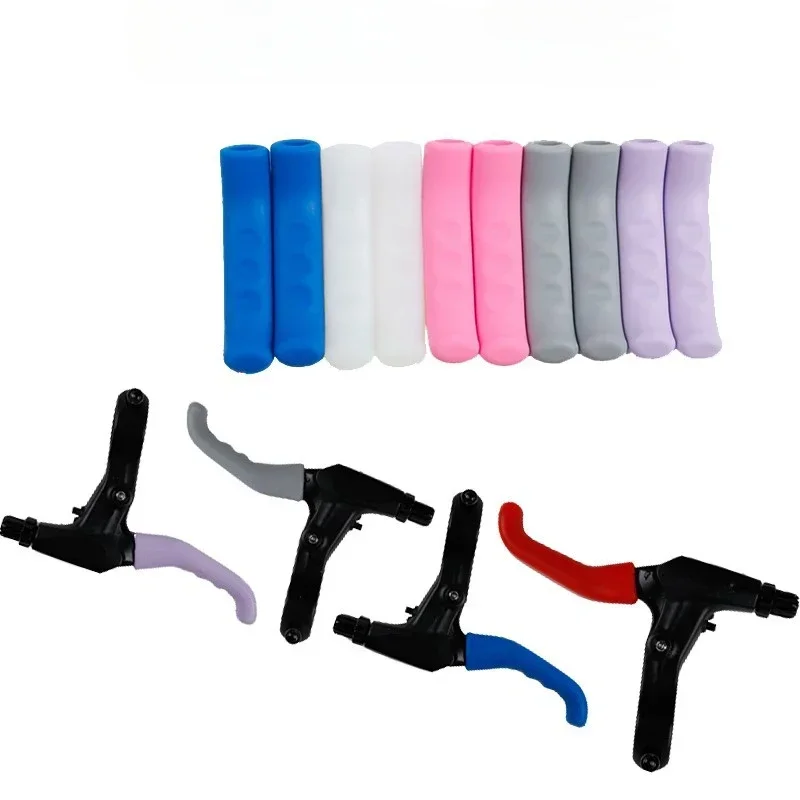 1 Pair Bicycle Brake Silicone Handle Cover Rubber Soft Anti-slip Handlebar Grips Mountain Road Cycling Bike Grips  Accessory