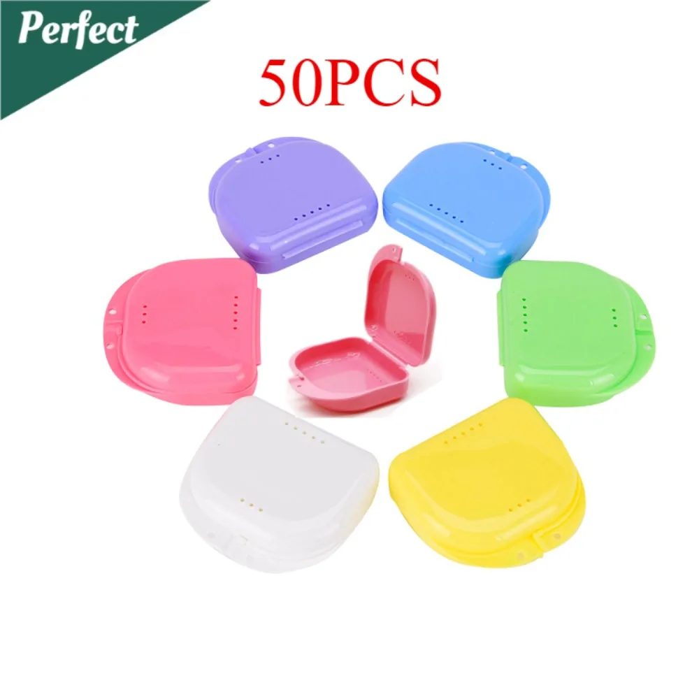 50PCS Denture Storage Box Partial Denture Orthodontic Prosthesis Teeth Container Boxes False Teeth Protective Case