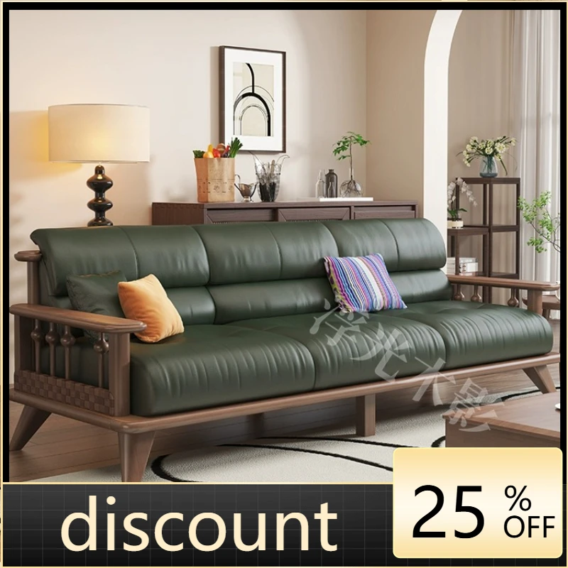 LH all solid wood sofa combination modern simple small apartment living room straight sofa