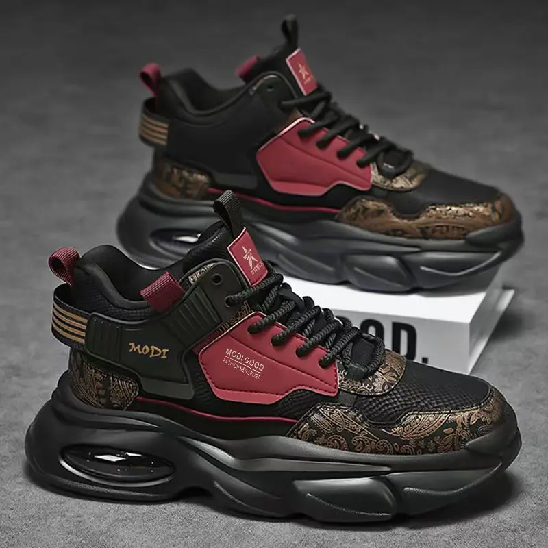 Men's Spring 2026 New Breathable Teen High-Top Sports Shoes Versatile Thick Sole Trendy Casual Chunky Dad Footwear