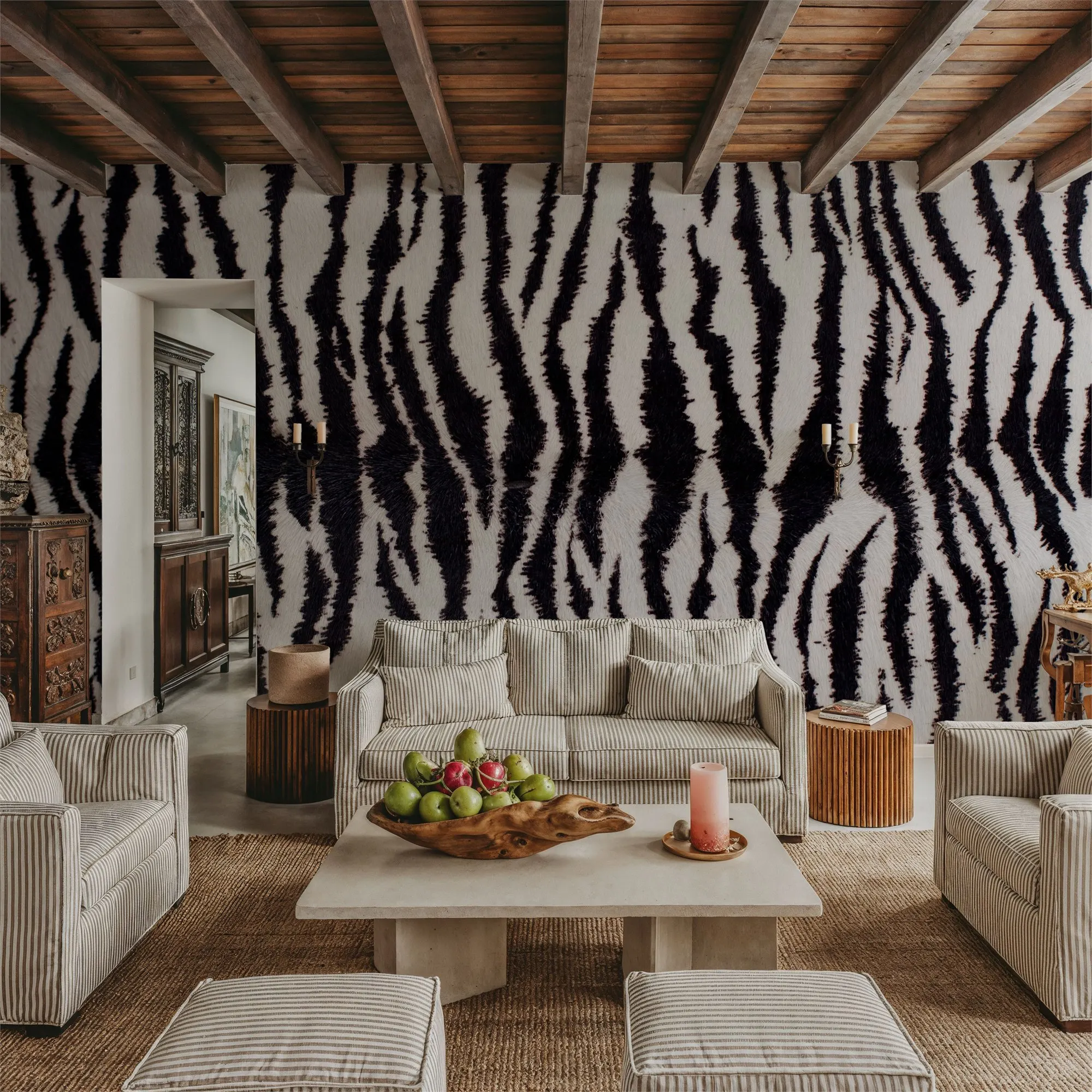 Custom Zebra Stripes Kids Room Wallpaper Large Peel and Stick Mural Wall Decor