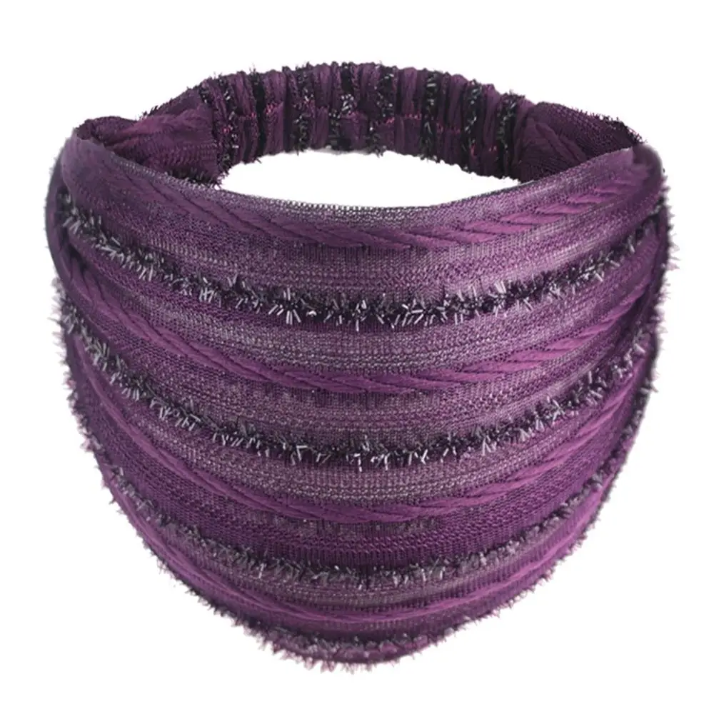Mother Hair Hoop Shiny Cloth Cover the White Hair Shiny Stripe Mesh Hairbands Women Headband Korean Headwear Wide Hair Band