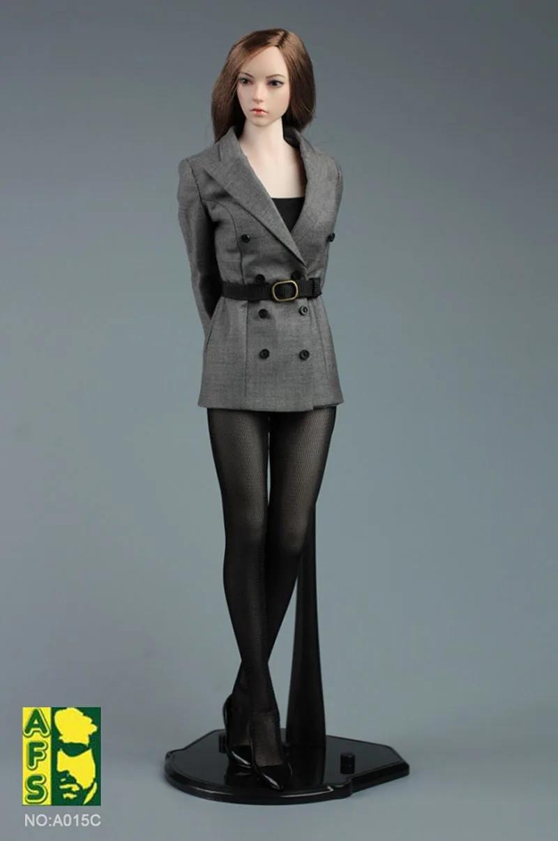 A015 1/6 Women Soldier Office Secretary Uniform Slim Business Suit Pantyhose Chest Wrap High Heel Shoes Fit 12'' Action Figure