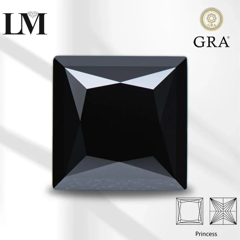 

NEW Moissanite Stone Natural Color Black Princess Cut Loose Gemstone For Diy Jewelry Making Materials With Certificate