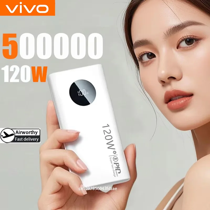 VIVO 120W 500000mAh High Capacity Power Bank Super Fast Charging Powerbank Portable Battery Charger For iPhone Samsung Xiaomi