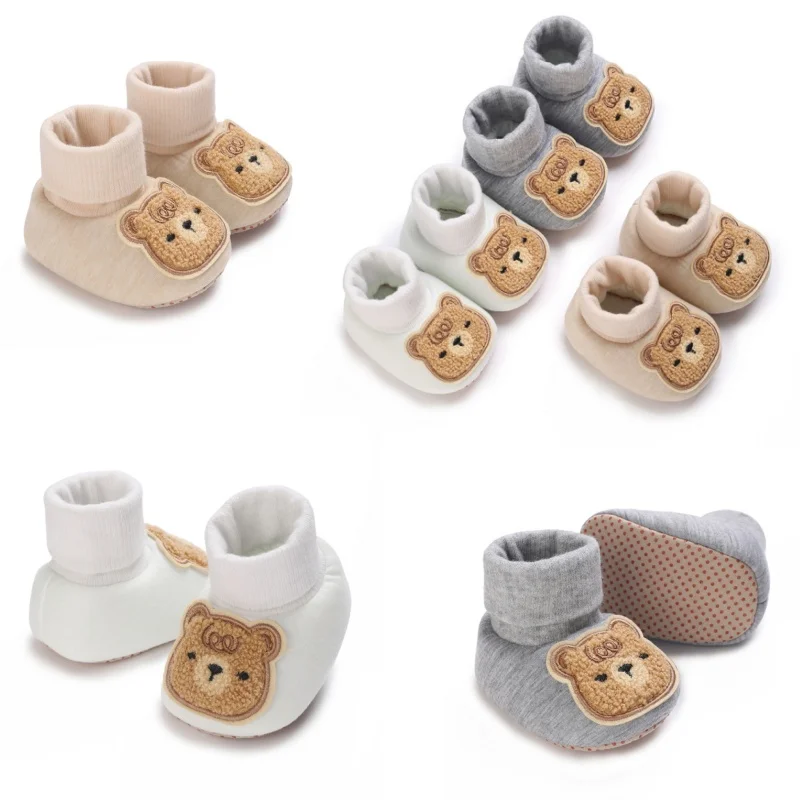 

Winter Cute Bear Cotton Shoes Thickened and Warm Baby Shoes Soft and Comfortable Socks Casual Walking Shoes