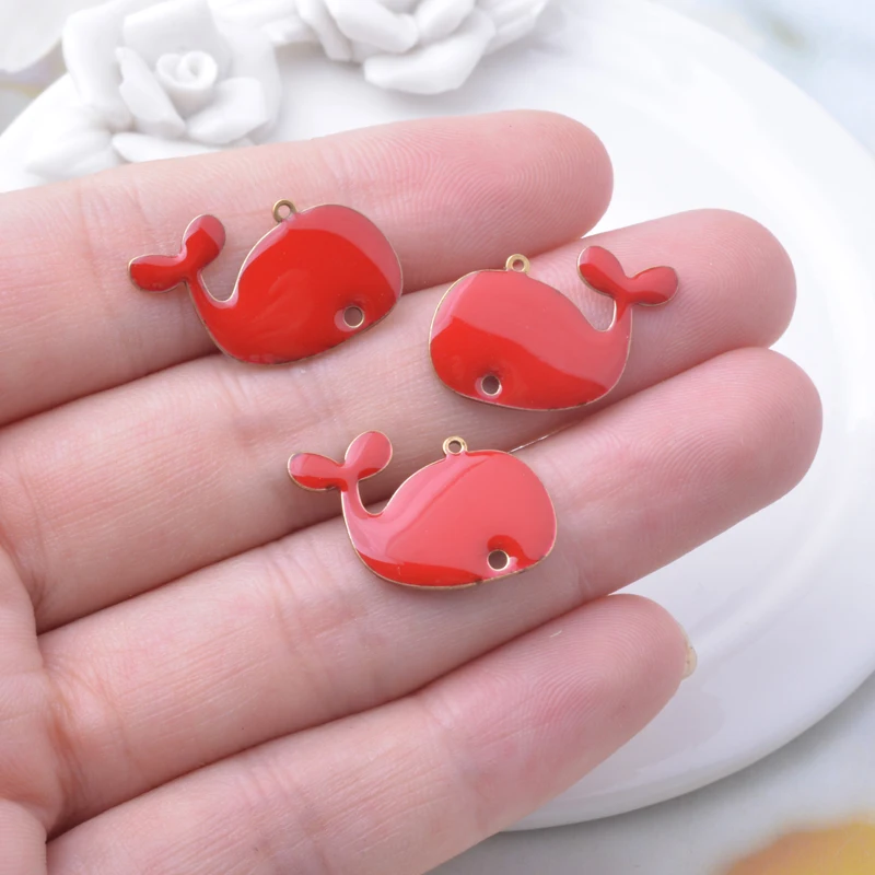 6 Stück Kupfer-Emaille-Delfin-Anhänger, beidseitig mit Öltropfen-Motiv, Verbindungsstück für DIY-Schmuck- und Ohrringherstellung – Detail 5