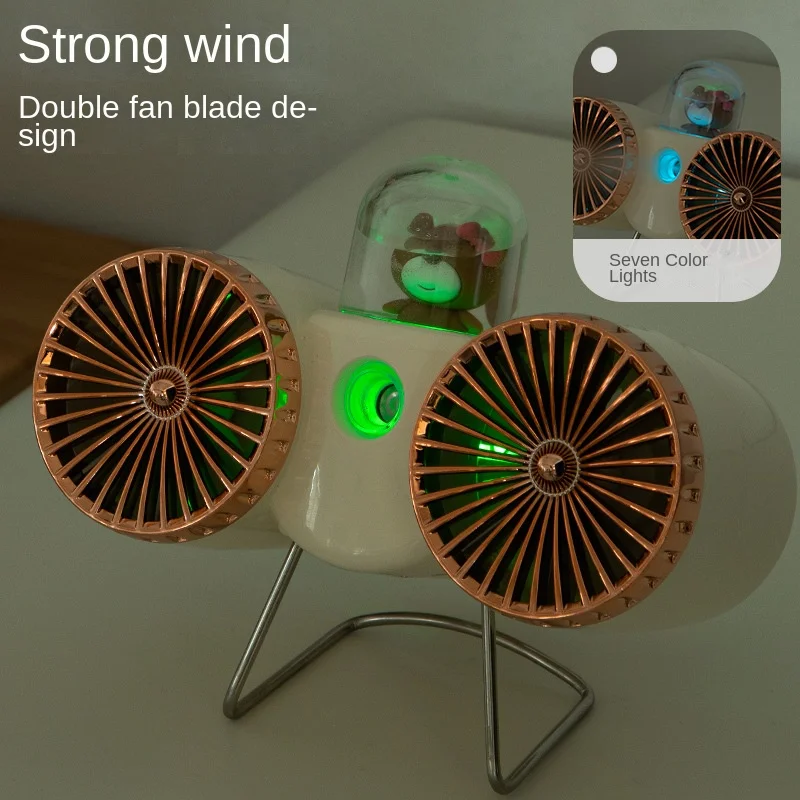 Вентилятор с распылителем портативный с зарядкой от USB, настольный мини-вентилятор для общежития и офиса, небольшой настольный электрический вентилятор
