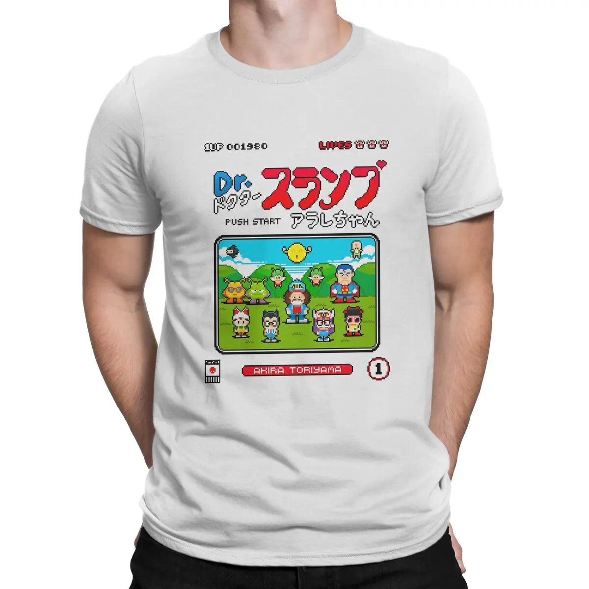 Dr Slump Arale Press Start Tshirt Graphic Men Tops Vintage Alternative Summer Polyester Clothes Harajuku T Shirt