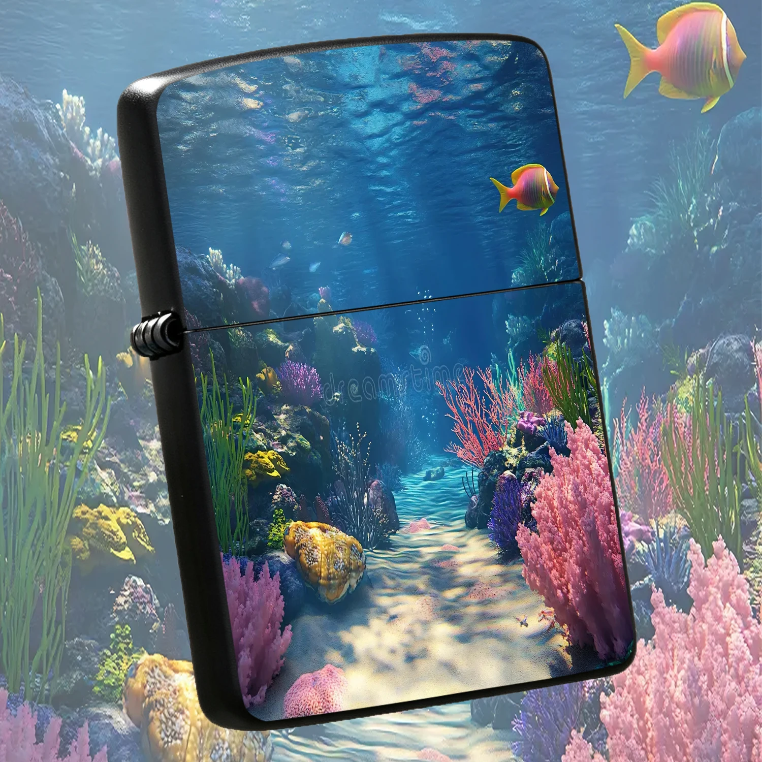 Vibrant Underwater Coral World Printed Lighter, Exquisite Deep Sea Light & Shadow Seaview Pattern, Stylish Portable Practical Accessory, Ideal Thoughtful Gift For Friends, Suitable For Daily Outdoor Travel And All Scenarios, High Aesthetic