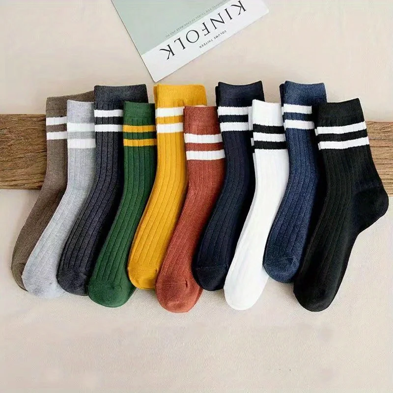 5 Pairs Of Men\'s Socks, Autumn And Winter Vintage Fun Fashion Athletic Socks, Sports Trend Socks