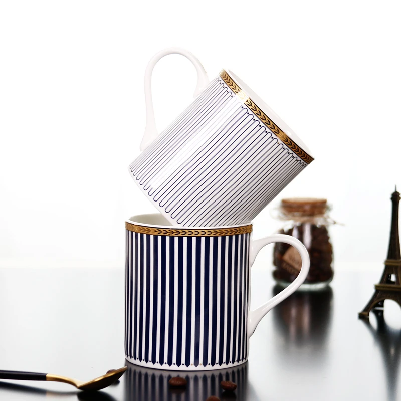 Luxury Bone China Cup Large Capaci Coffee Milk Cup Creative Couple Mugs Simple Faion Home Use Water Cup Ele Sle