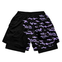 Men's Running Shorts Male Workout Anime Printed Shorts Yoga Gym Sportswear Sport Casual Fashion Loose Breathable Summer Shorts