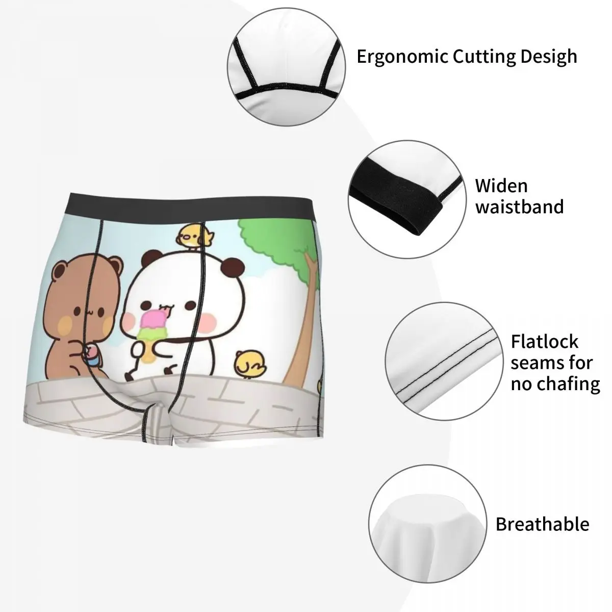 Peach Cat Cute Kawaii Mochi Cats Eating Icecream Underpants Cotton Panties Men\'s Underwear Sexy Shorts Boxer Briefs