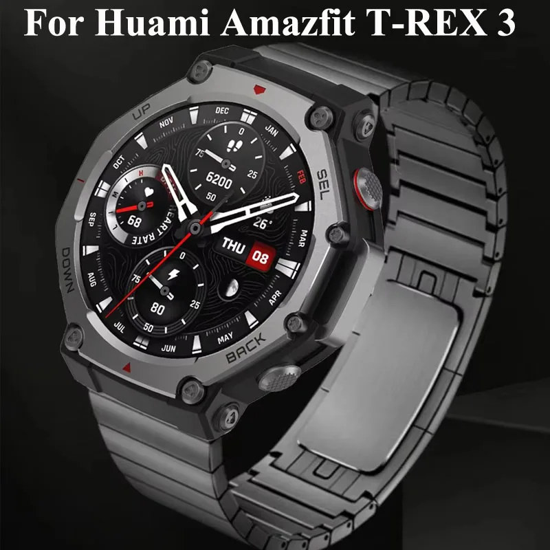 Amazfit T-Rex 3スマートウォッチ用高級メタルブレスレット、Huami Amazfit T rex 3ウォッチバンド用クイックフィットステンレススチールストラップ