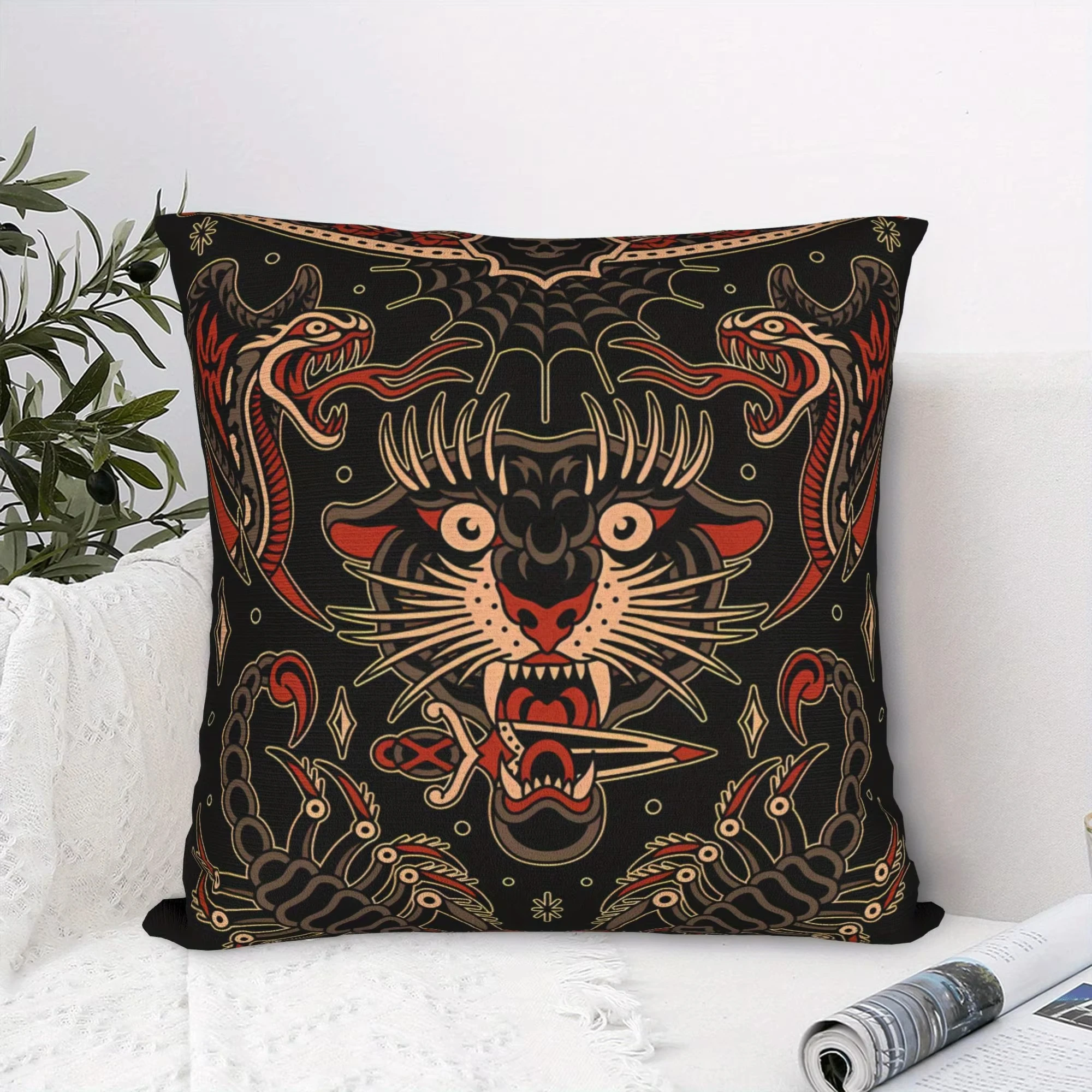 Old School Tattoo Design Throw Pillowcase Decorative Cushion Cover for Sofa Home Decorative Pillowcase