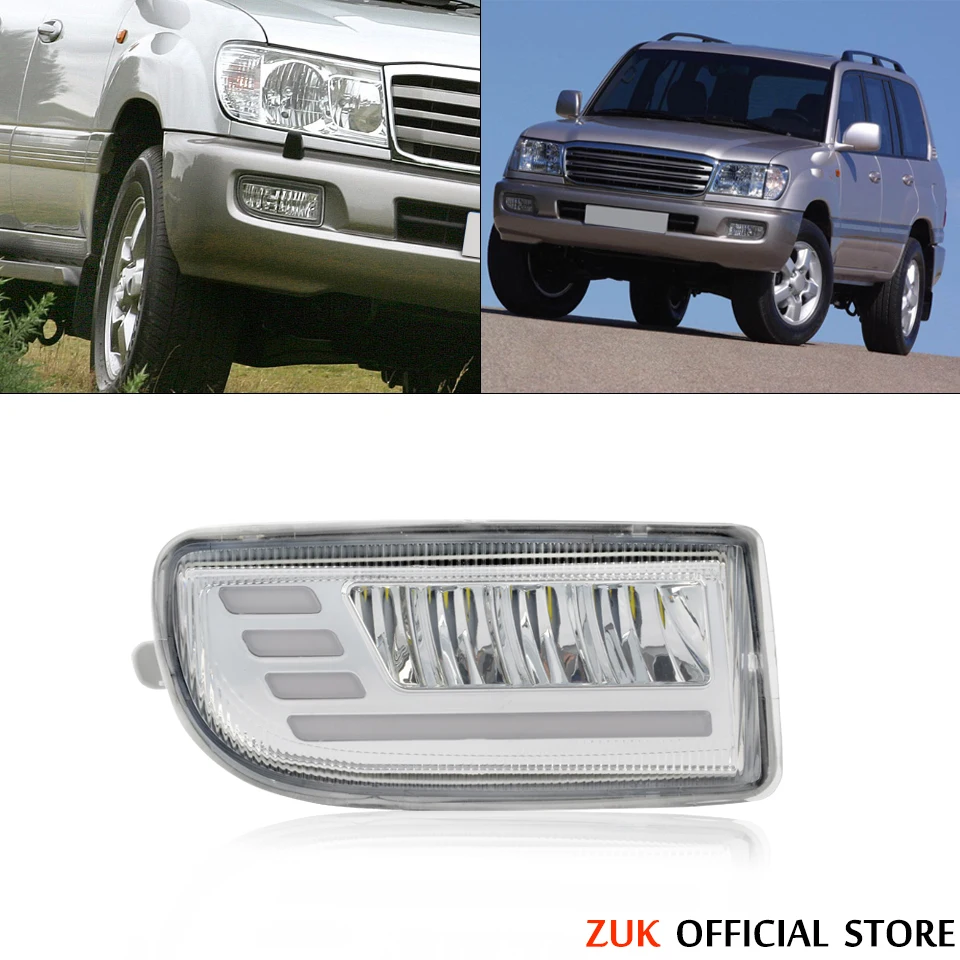 ZUK Front Bumper Fog Lamp Anti-Fog Light Reflector LEDFor Toyota LAND CRUISRE LC100 1998-2008 FZJ100 HDJ100 4500 4700 4.5L 4.7L