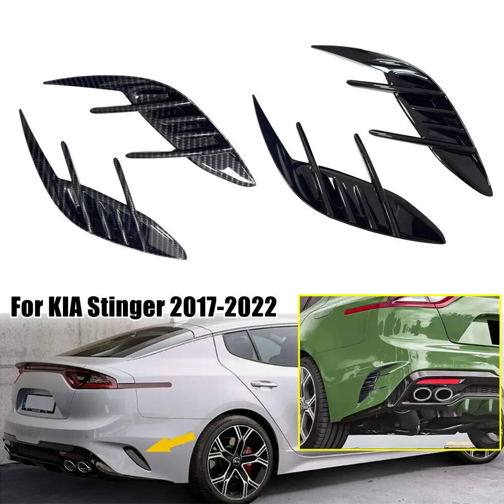 2PCS For KIA Stinger 2018-2023 Car Front Rear Bumper Spoiler Fender Side Vent Cover Canard Splitter Trim Auto Accessories view 2