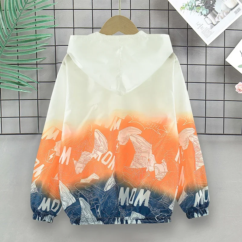 Ultra-Light Trendy UV Protection Quick Drying Kids Boys Windbreaker Gradient Print Children Outdoor Clothing R67