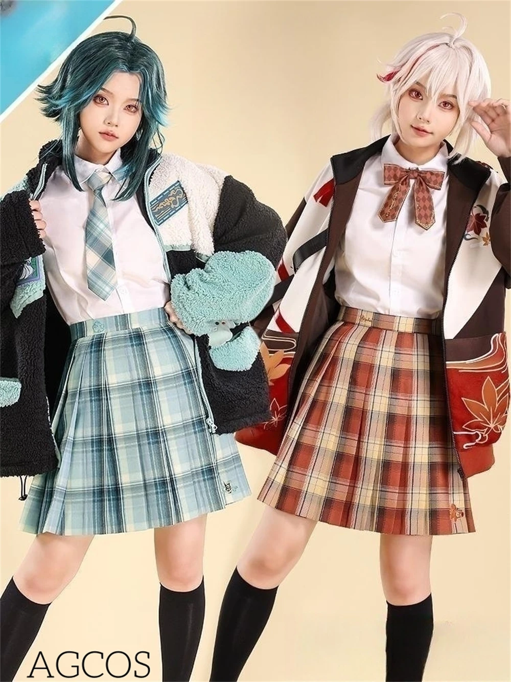 

AGCOS Game Genshin Impact Kaedehara Kazuha Xiao Klee Tartaglia Zhongli Cosplay Costume JK Skirt Uniforms