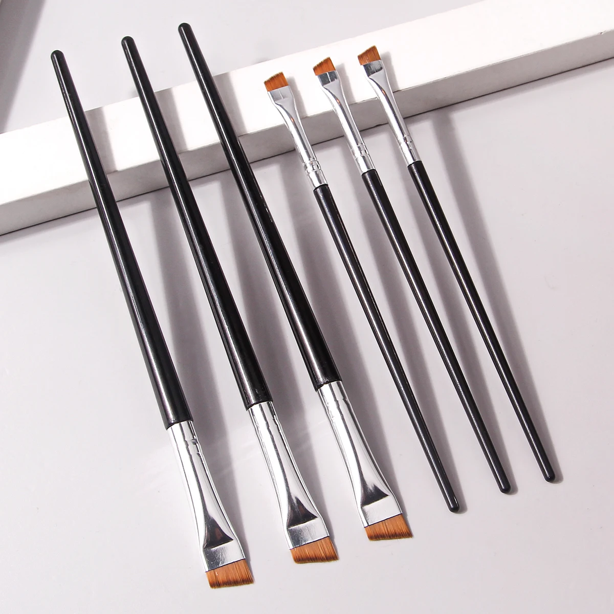 6 Pcs popular eye makeup brush high-end ultra-fine thin bevel brush eyeliner brush eyebrow dyeing beauty makeup tools