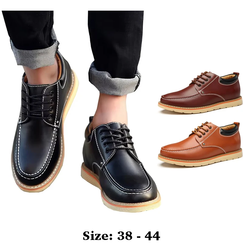 

high quality leather casual boat shoes for men low cut lace up comfortable new 2025 walking autumn winter shoe black brown