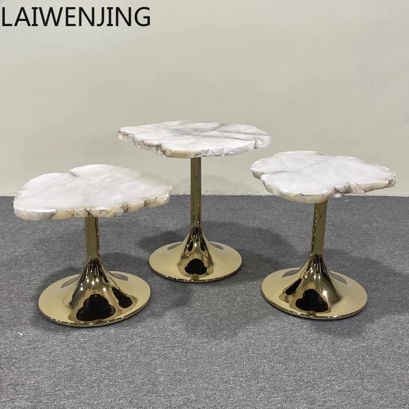 

MJY Italian cloud marble coffee table combination stainless steel sofa corner table