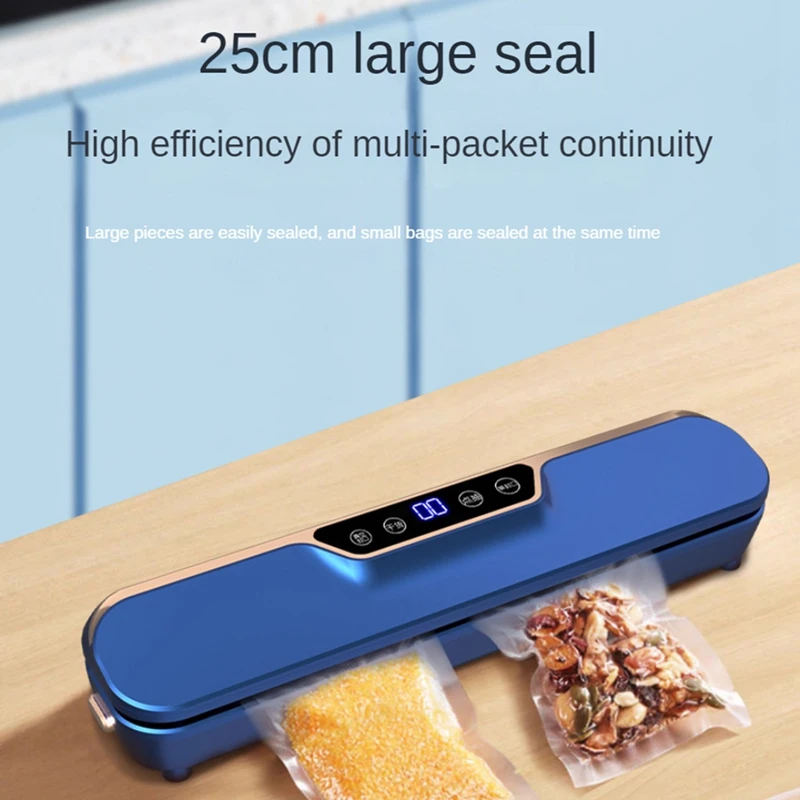 Vacuum Sealing Machine LED Display Food Vacuum Automatic Commercial Household Sealer Packaging Machine+10 Bags EU Plug