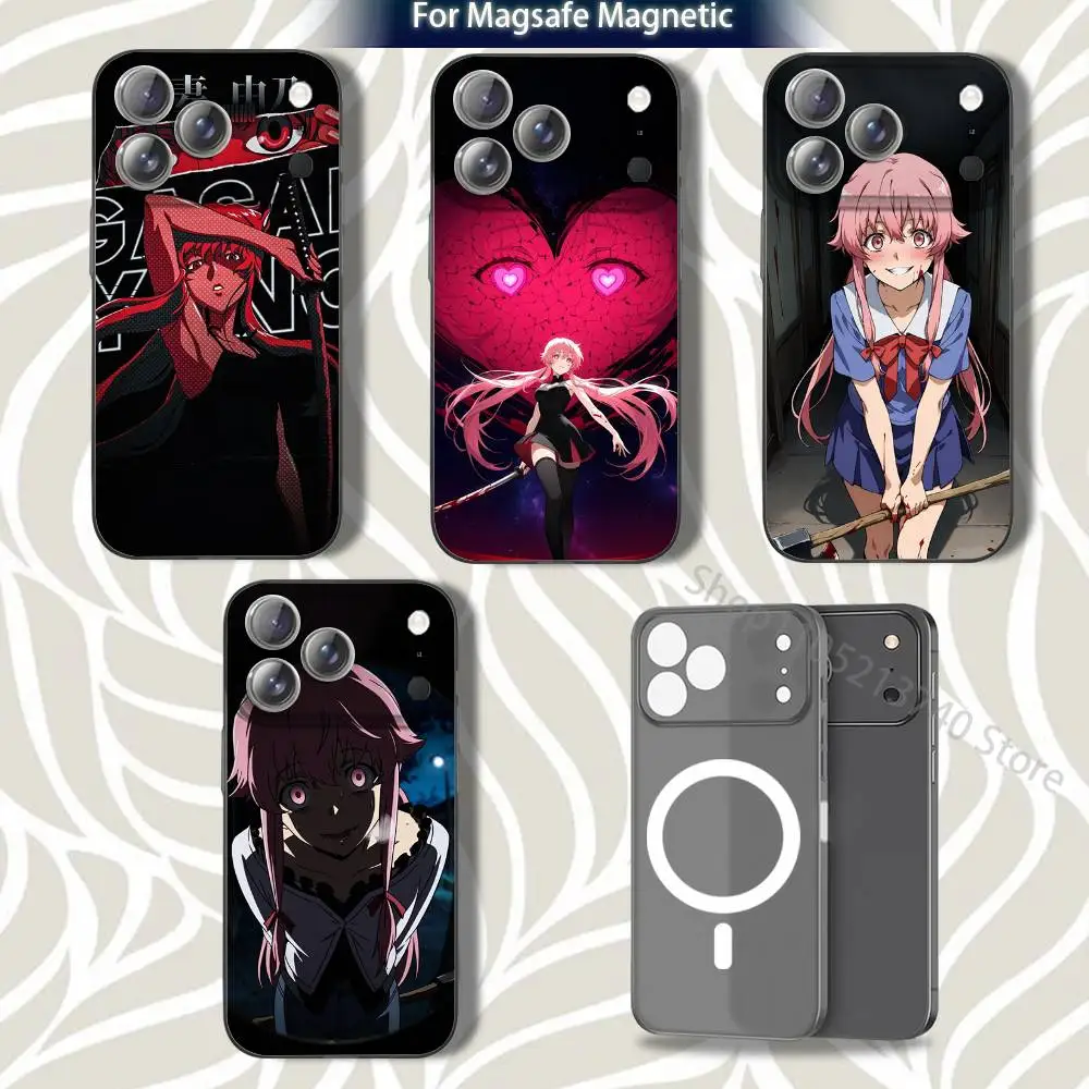 

M-Mirai Nikki Gasai Yuno Phone Case For iPhone 16,14,11,17,13,15,12,Air,Plus,Pro,Max,E,Mini Frosted for MagSafe Magnetic Grey