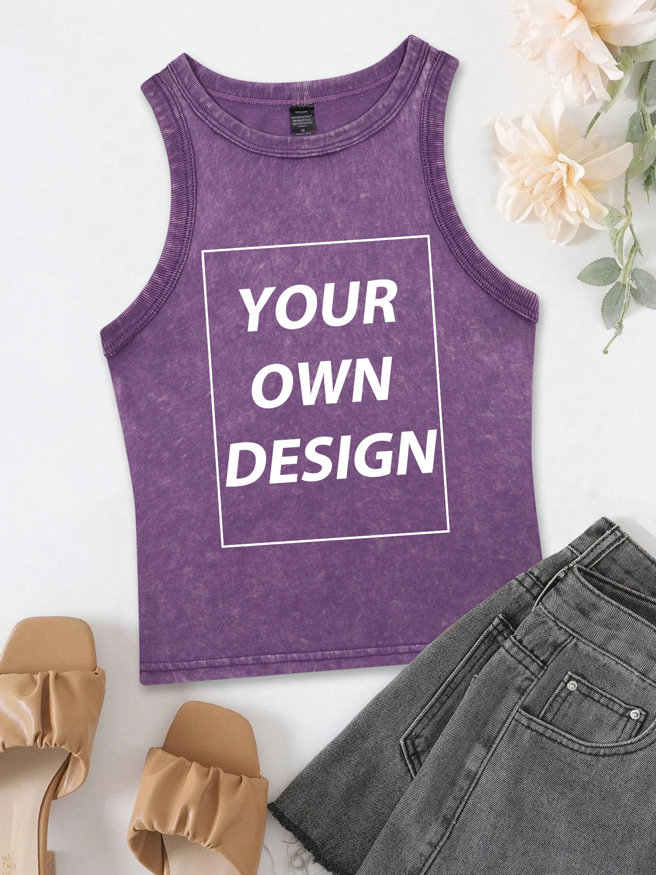 レディース カスタムロゴ入り サマーコットン タイトフィット ベスト ネイキッドネイブル セクシー トップス ウォッシュド ジョギングウェア クロップ 通気性 ストリートウェア