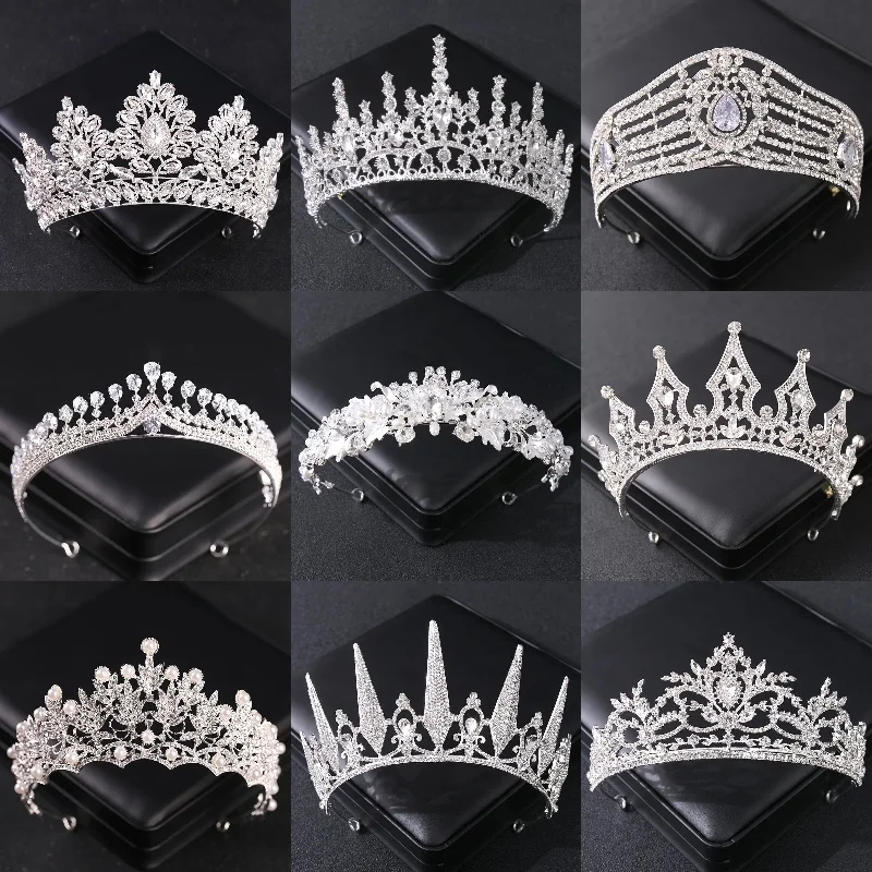 Silver Color Crystal Tiaras And Crowns For Bride Women Party Queen Bridal Wedding Hair Accessories Jewelry Headpiece Crown Tiara