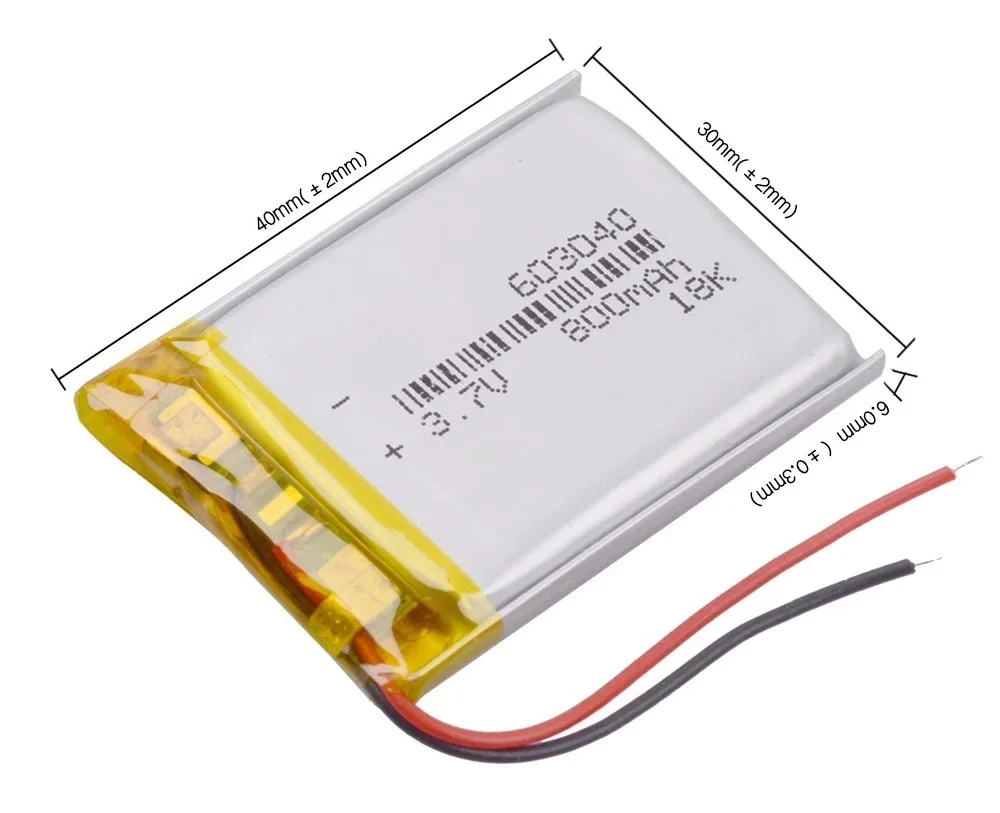 Bateria litowo-polimerowa 603040 3.7V do urządzeń kosmetycznych, urządzeń do odsysania mleka, zabawek, głośników, systemów samochodowych, nawigacji, monitoringu, 800mAh — zdjęcie produktu 5