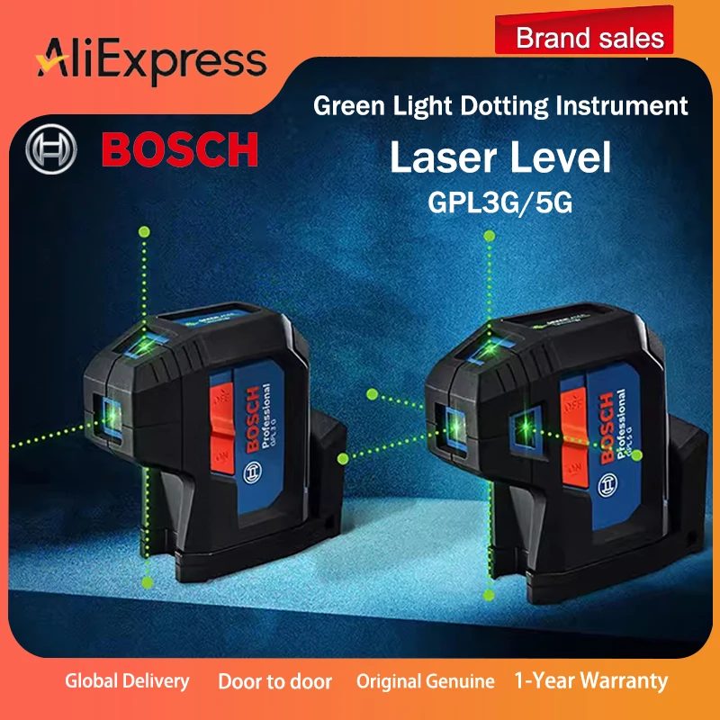 Bosch GPL Laser Level 3 Line 5 Line Green Light Dotting Instrument High Precision Automatic Leveling IP65 Dustproof Waterproof