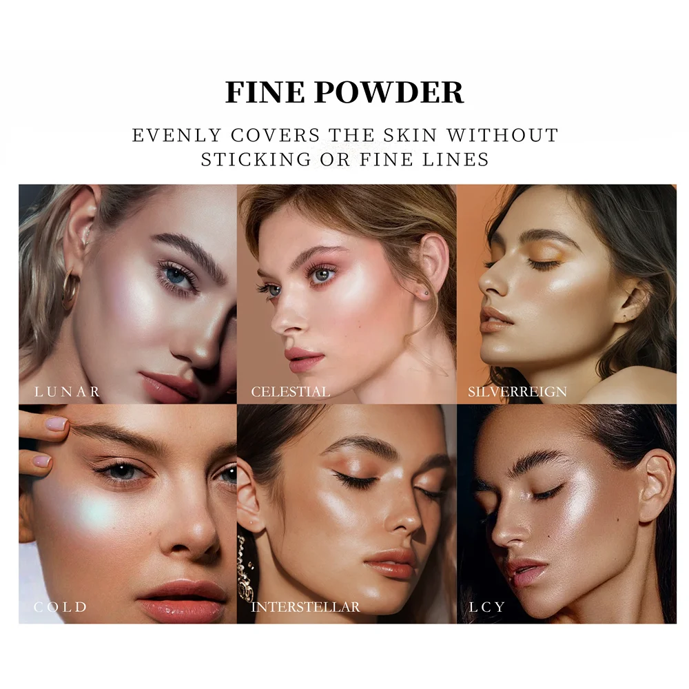 3 ألوان بريق مسحوق الوجه الطبيعي أحمر الخدود الجنية تسليط الضوء على ماكياج الجسم يضيء مسحوق الربت #4