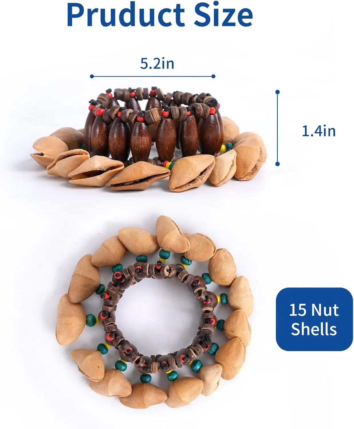 Dora Seed Ankle & Wrist Bracelet, Kenari Shaker - Natural African Percussion Instrument for Drum Accompaniment, Sound Healing