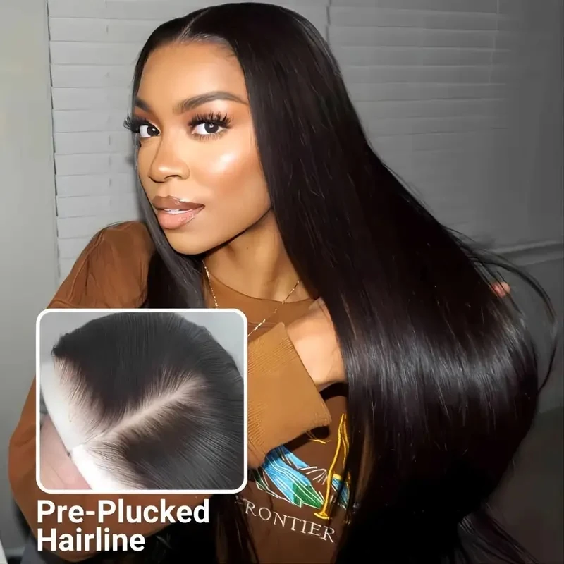 Straight 13x4 HD Transparent Lace Front Wig 28 30 32 Inch 13x6 Lace Frontal Wigs Human Hair 200 Density Brazilian Natural Black