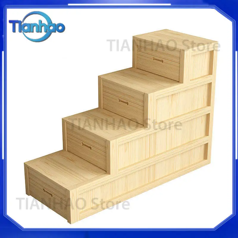 Solid Wood Step Cabinet for Mother and Child Bed Stair Cabinet for Children's Bed Step Ladder Locker Upper and Lower Bed