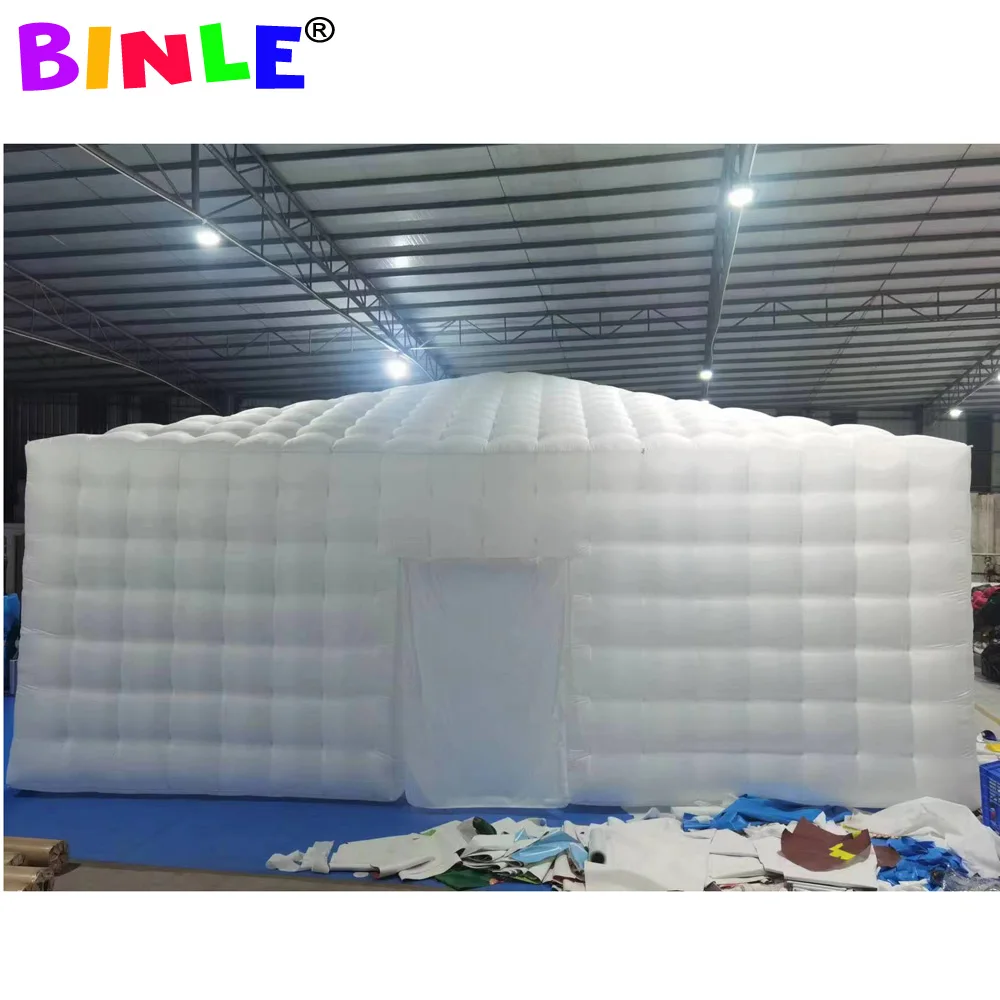 Backyard Disco Inflatable Nightclub Tent With Dome Roof Large White Led Lights Inflatable Cube Tent For Party Wedding Event