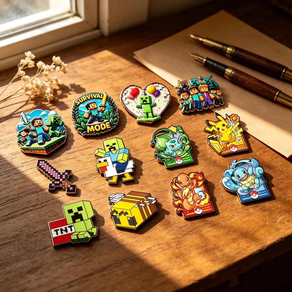 12-teiliges Set Pixel-Art-Anstecknadeln für Fans, Kinder und Freunde, Geschenk für Rucksäcke, Kleidung, Party-Deko, Anstecknadeln – Detail 2