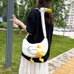 Women cute goose shoulder bag Creative student storage bag girl Long neck funny duck crossbody bag