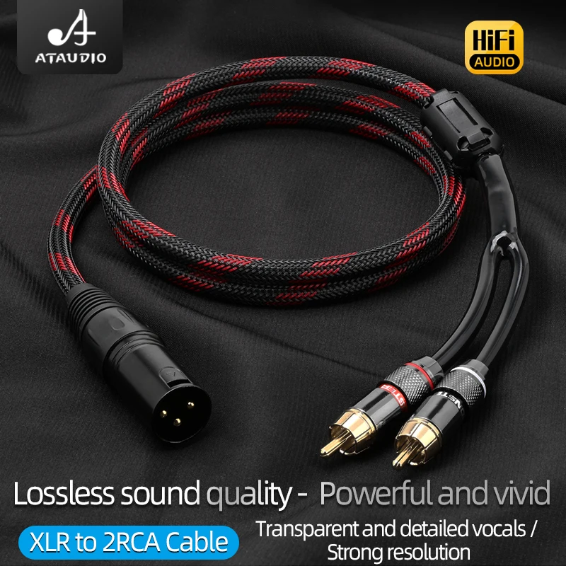 HiFi XLR to 2RCA Cable for Microphone Speaker Hi-end 6N OFC XLR Male&Female Jack to 2RCA Adapter Cord Professional Audio Cable