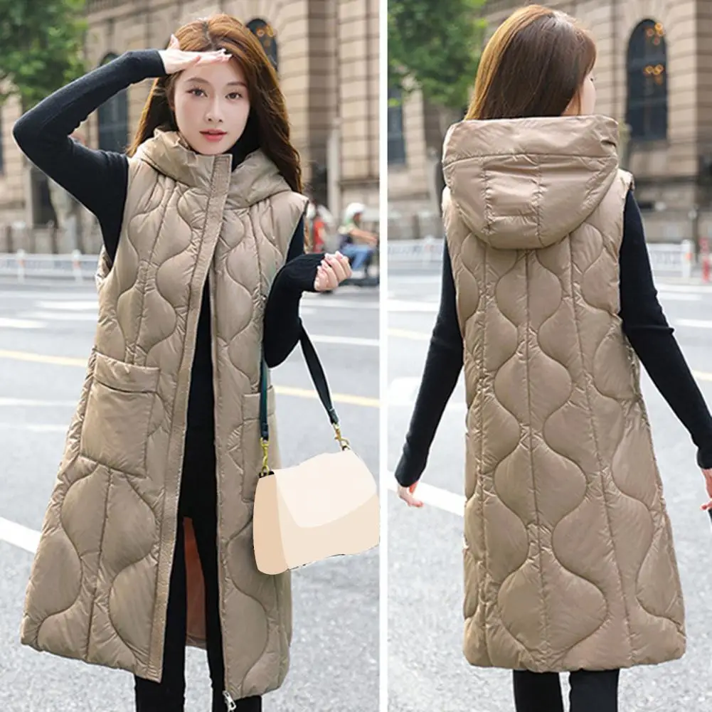 

Women Vest Stylish Women's Hooded Waistcoat with Large Pockets Casual Sleeveless Vest Coat for Outwear Solid Color for Everyday